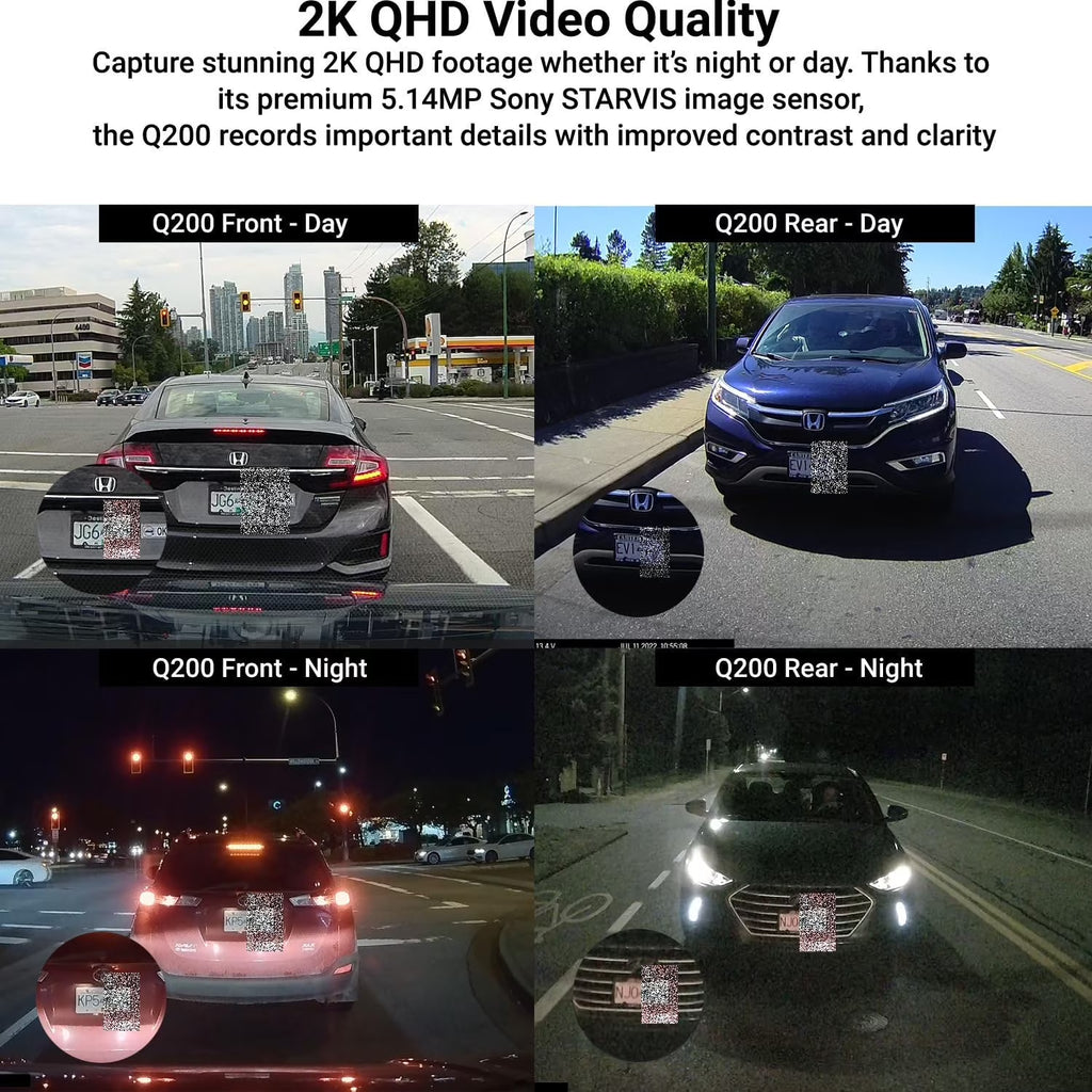THINKWARE Q200 2CH Front & Rear Dash Cam Car Dashboard Camera, Wifi, WDR, Speed Red Light Alerts, ADAS, 256GB Max, Parking Monitor, Night Vision (32GB Microsd, 12V Cigar, Hardwiring Cable)