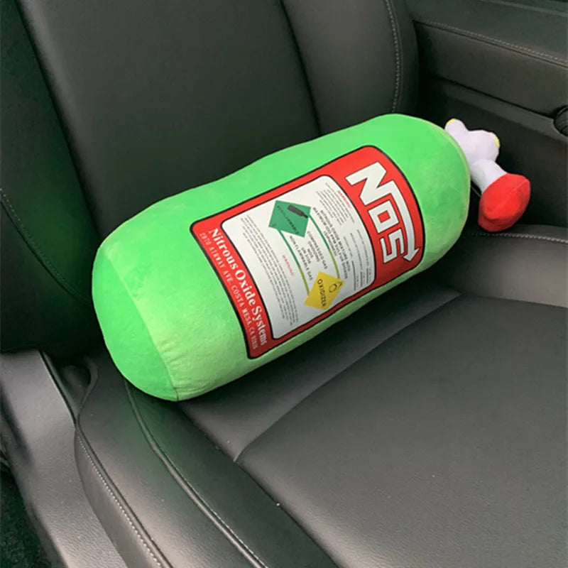 Car Seat Neck Pillow and Waist Cushion - Creative Plush Headrest in Nitrogen Cylinder Shape, Premium Car Accessories