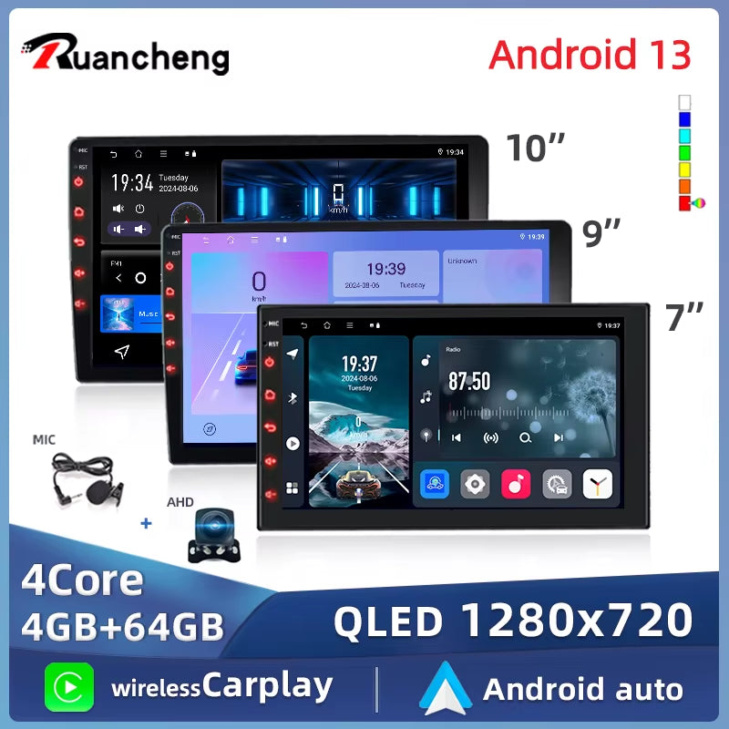 Android13 7 9 10 Inch Car Radio GPS 2 Din Radio Stereo Receiver Player 64G Multimedia Player Wireless Carplay Android Auto Gift