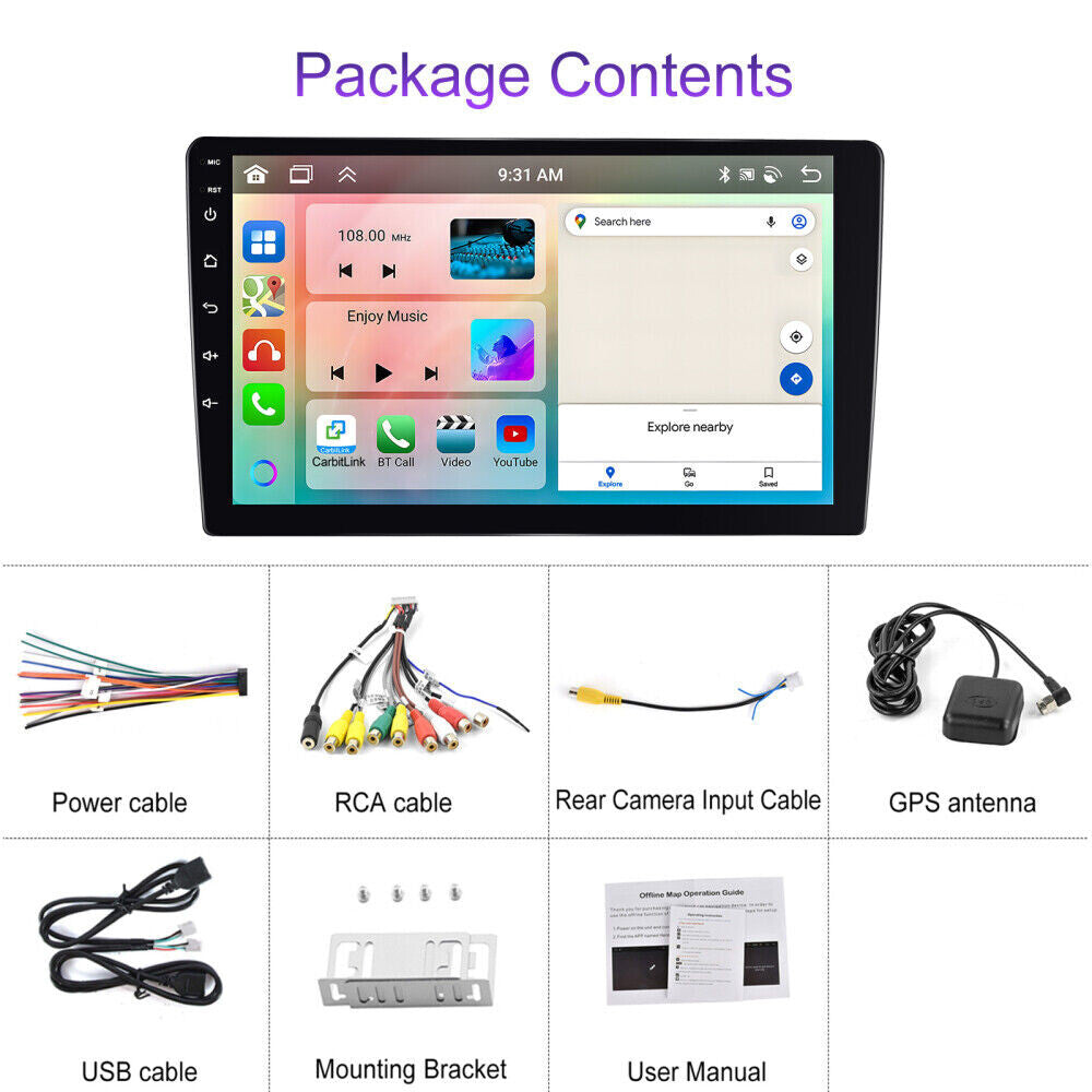10.1'' 4+64GB Android 13 Car Stereo Radio 2Din IPS Carplay BT GPS Wifi Head Unit