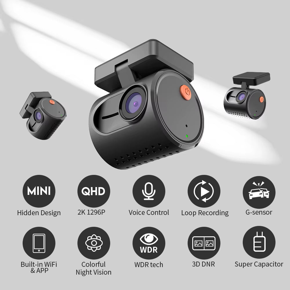 2K Dash Camera for Cars DVR KAWA Dash Cam MINI 3 Video Recorder Emergency Voice Control Night Vision Wifi APP Monitor Dashcam