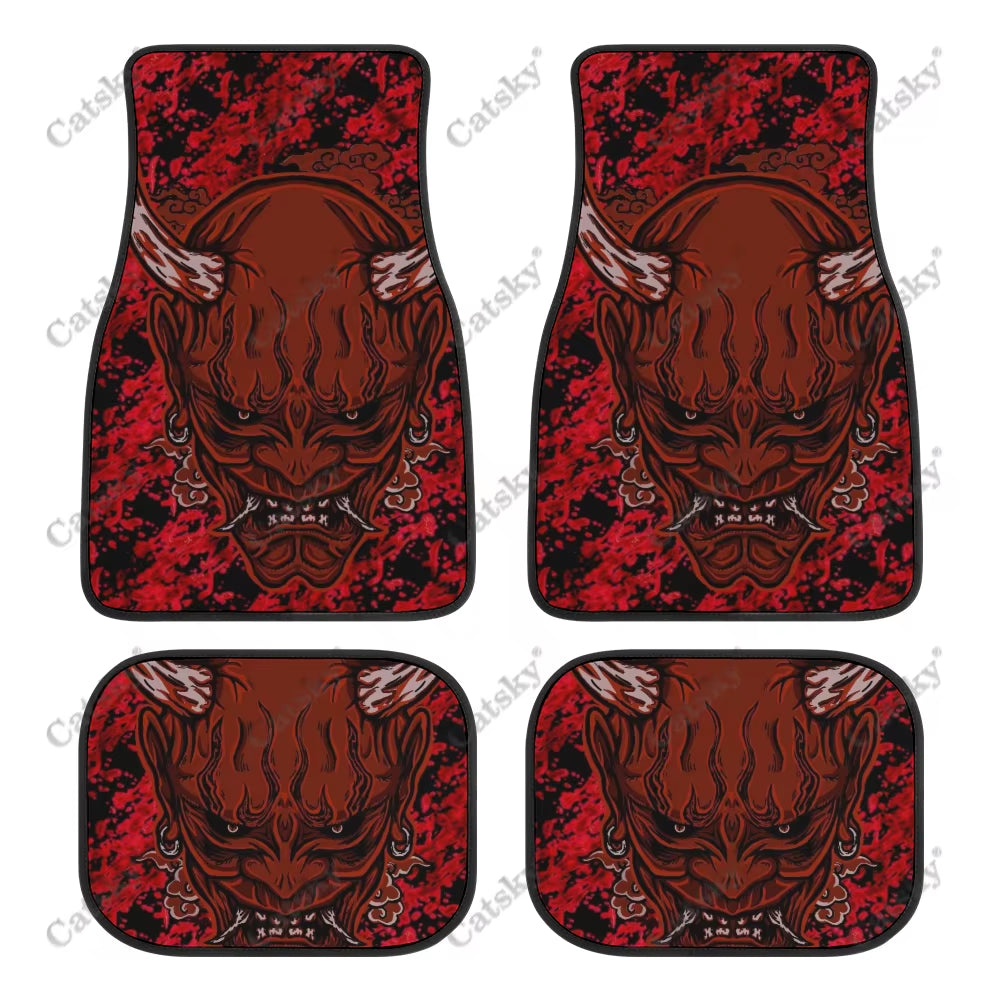 Oni Demon Art Print Car Floor Mat - Japanese Kanji Design for Stylish Teen Car Accessories in Purple