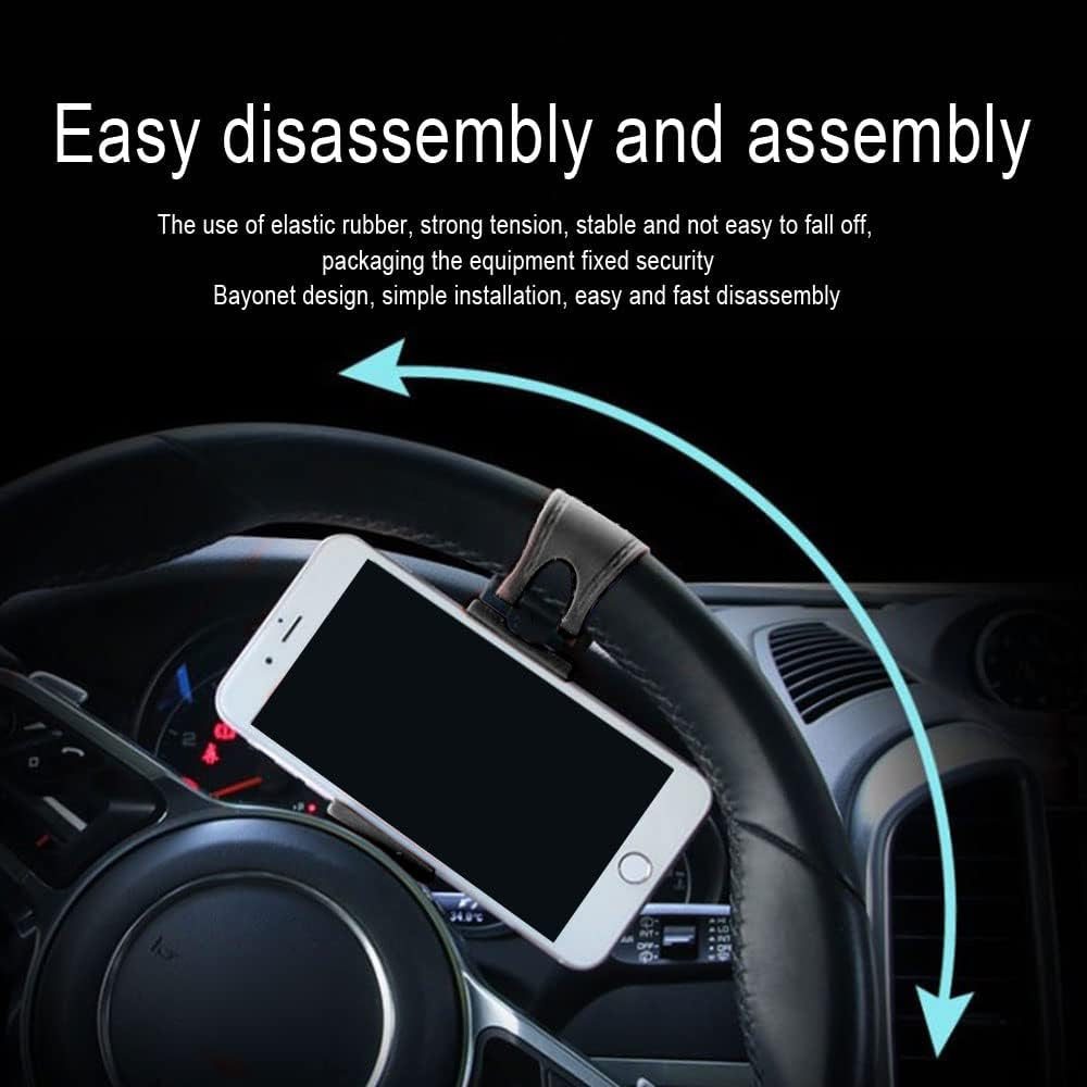 HAOBO Adjustable Car Phone Holder - Universal Hands-Free Steering Wheel Mount for All Smartphones (Black)