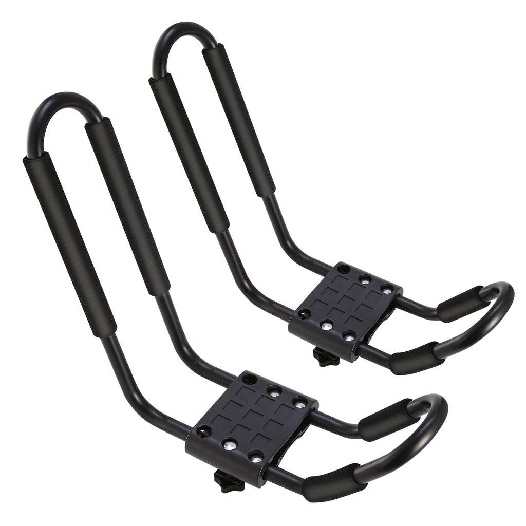 1 Pair Universal J-Bar Kayak Carrier 220LBS Load Heavy Duty Canoe Car Top Mount Carrier Roof Rack with 2Pcs Tie down Straps