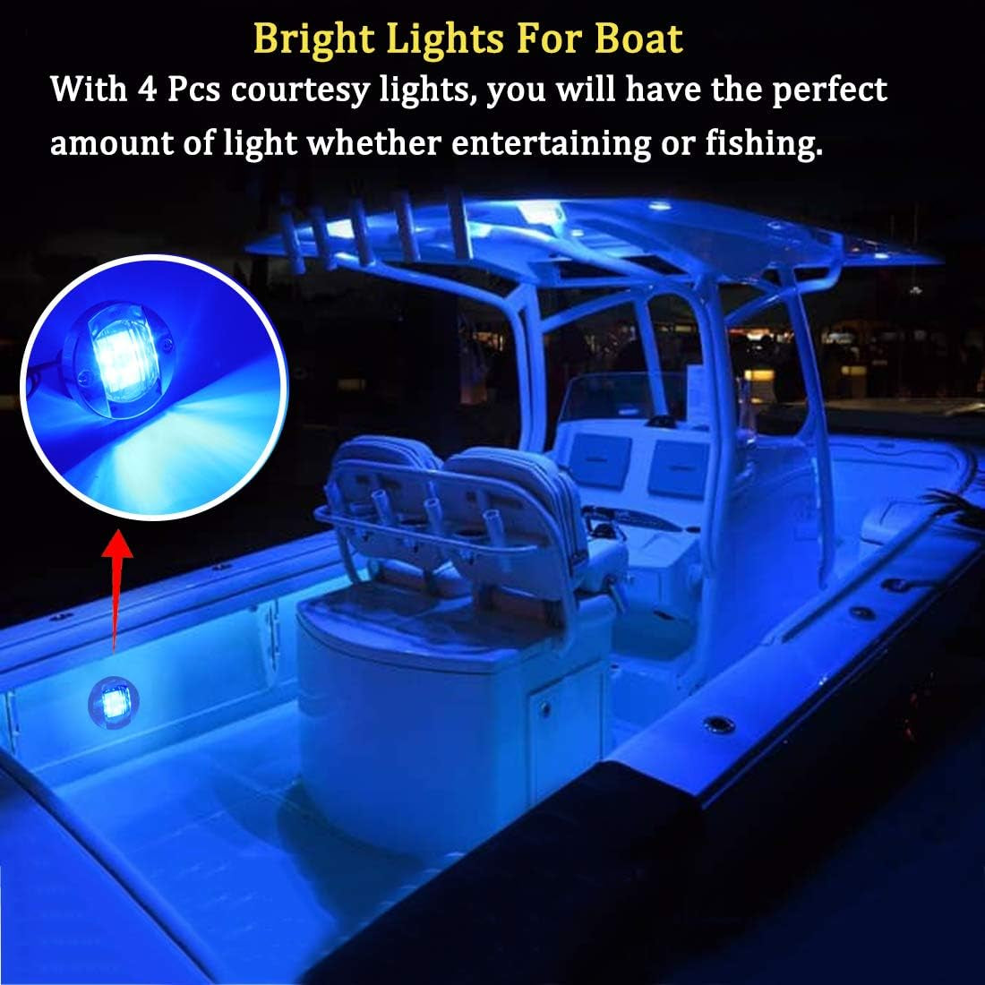 Boaton LED Night Fishing Lights - Courtesy, Deck, Navigation Lights for Boats (Blue)