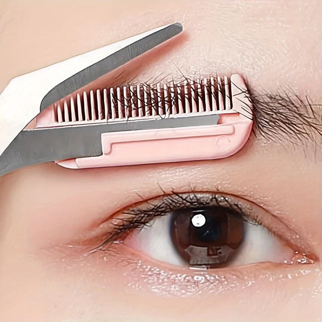 Eyebrow Trimming Scissors with Comb | Precision Brow Grooming Tool