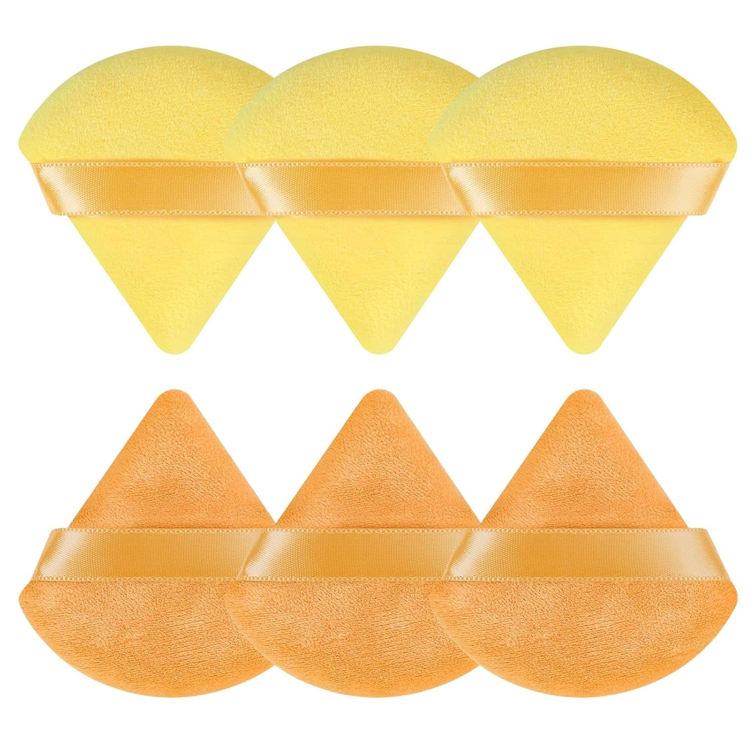 Pimoys 6-Pack Velour Makeup Sponges - Soft Triangle Powder Puffs for Flawless Loose Powder Application (Black)