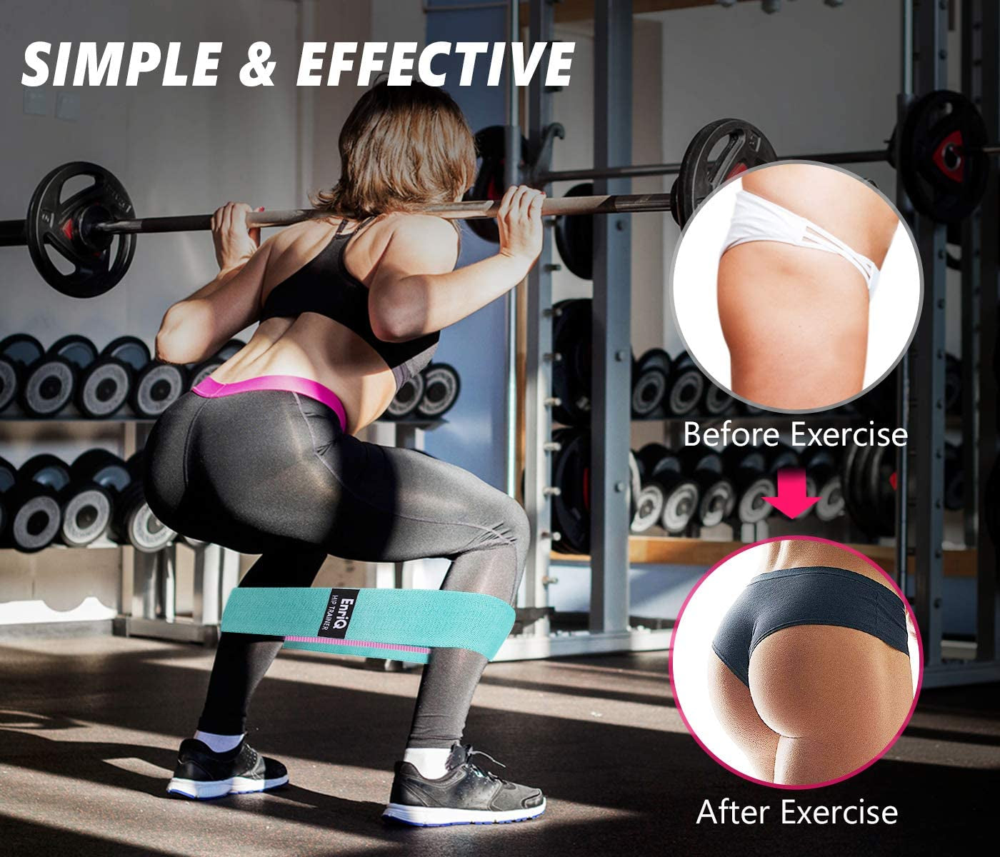 Premium Enriq Booty Bands - Non-Slip Fabric Resistance Bands for Legs and Glutes - Activate Your Thighs and Butt with Elastic Workout Bands