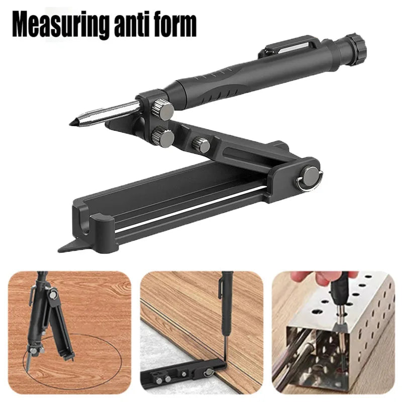 Carpentry Graffiti Line Measuring Hand Tools Multi-Function Scribing Tool Aluminum Alloy Scribe Tool with Deep Hole Pencil