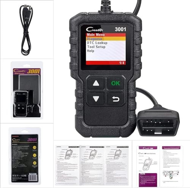 Launch Creader 3001 Obd2 Scanner, Engine Fault Code Reader Mode 6 Can