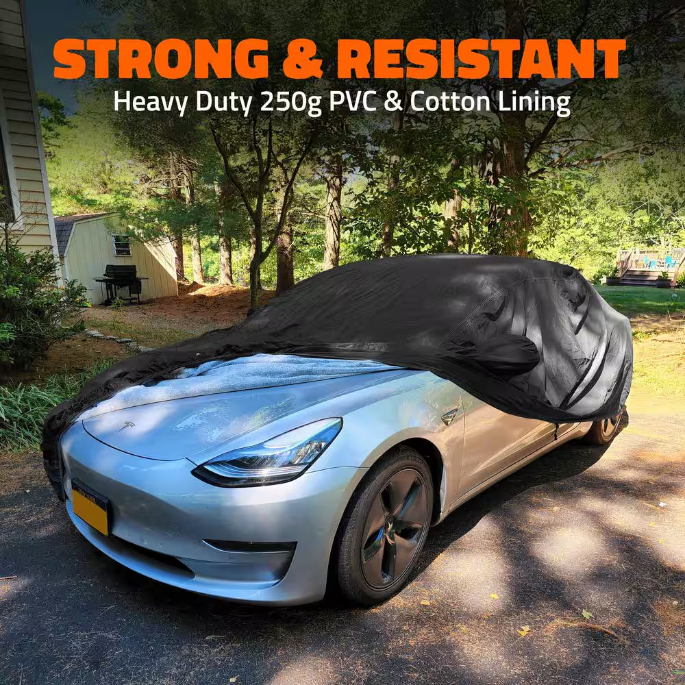 190 In. X 75 In. X 47 In. Extra Thick PVC Cotton Lined Heavy-Duty Sedan Car Cover