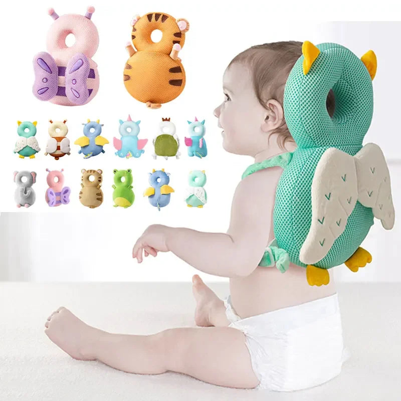 Cute Cartoon Baby Head Protector Backpack Pillow - Soft Cotton Cushion for Safe Crawling and Walking