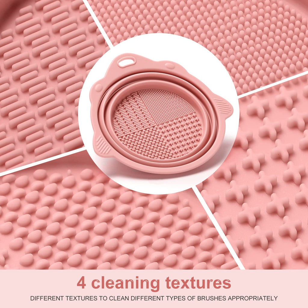 Etercycle Portable Foldable Silicone Makeup Brush Cleaner Bowl - Perfect for Brushes, Powder Puffs, and Sponges (Pink)