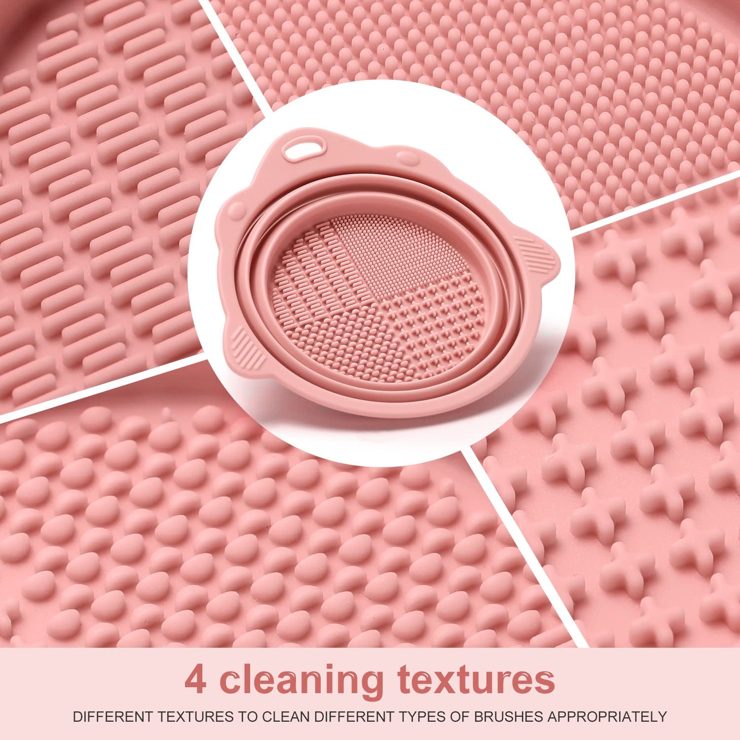 Etercycle Portable Foldable Silicone Makeup Brush Cleaner Bowl - Perfect for Brushes, Powder Puffs, and Sponges (Pink)