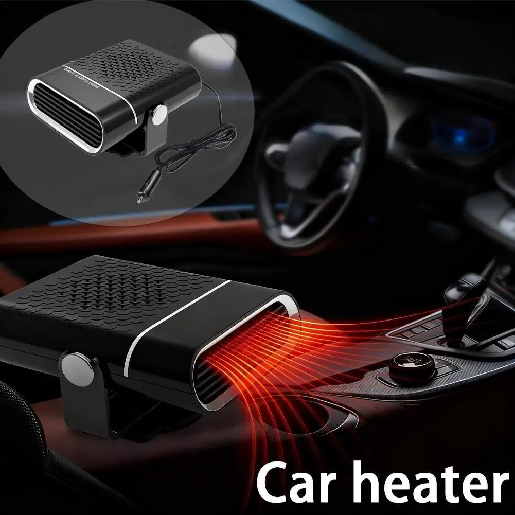 Portable 12V/24V Electric Car Heater and Defroster with Adjustable Fan for Windshield Defogging - Essential Car Accessory