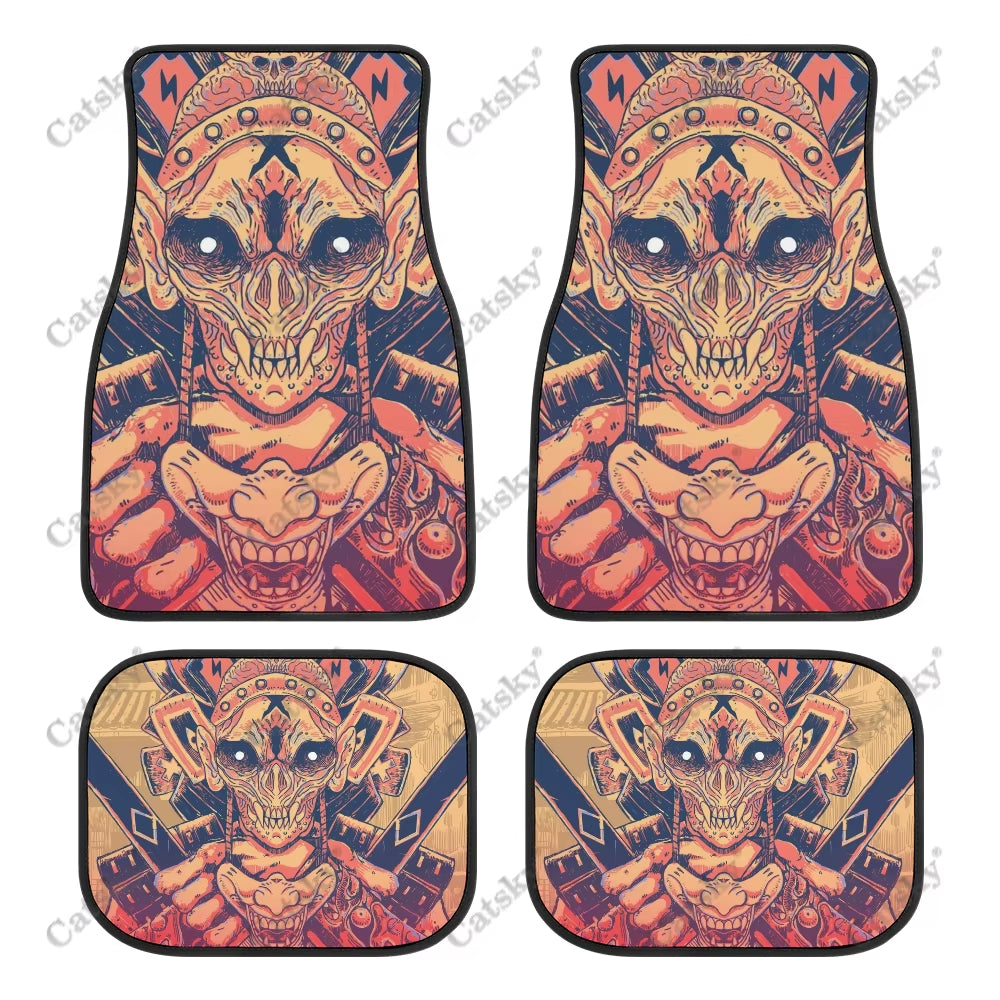 Oni Demon Art Print Car Floor Mat - Japanese Kanji Design for Stylish Teen Car Accessories in Purple