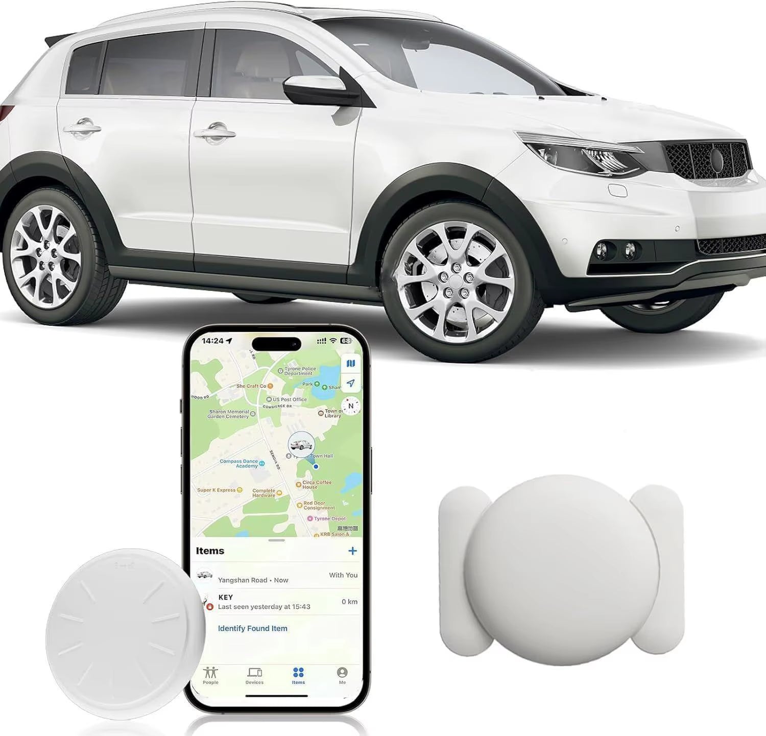 HONGTOP Car GPS Tracking Device for Vehicles Real Time GPS Tracker Work with Find My (Ios Only) No Monthly Fee GPS Car Tracker