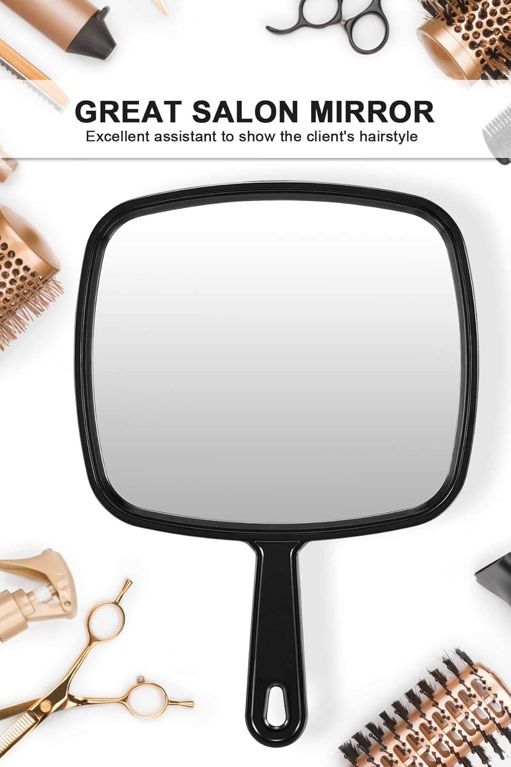 Extra Large Handheld Barber Mirrors - Set of 3 Professional Salon Mirrors with Comfortable Handle