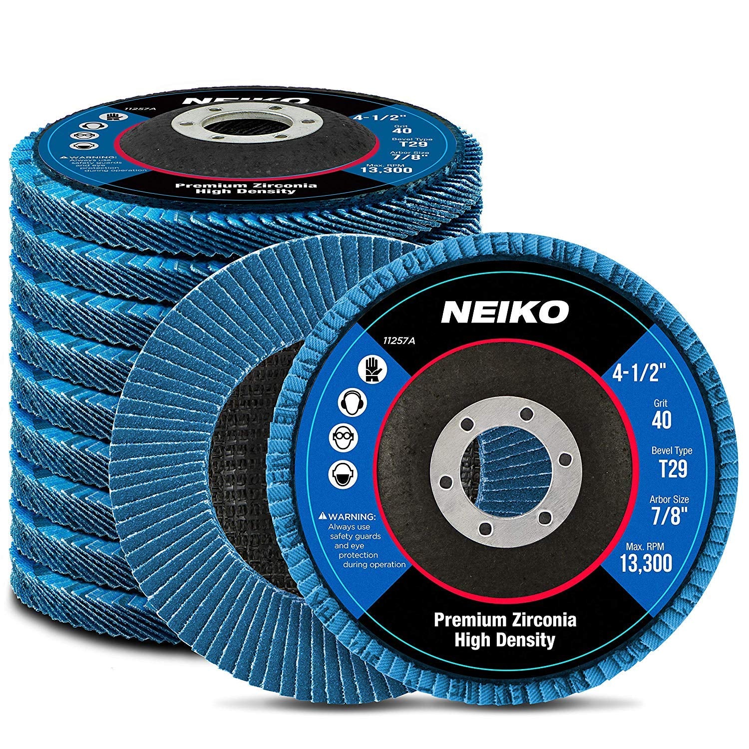NEIKO 11107A 10-Pack 4-1/2" Aluminum Oxide Flap Discs - 60 Grit Grinding Wheels for Angle Grinders, Perfect for Wood & Metal Sanding