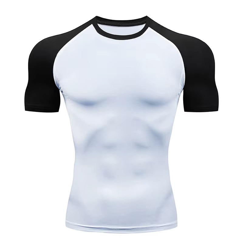 Men'S Compression Shirts Summer Short Sleeves Tees T-Shirt Gym Workout Fitness Running Tops Undershirts Baselayer Sportswear