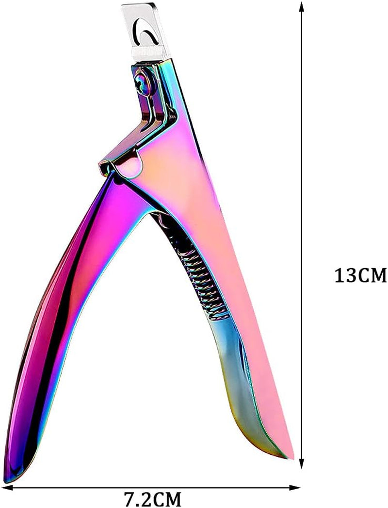 SUMAJU Professional Acrylic False Nail Clippers for Acrylic Nails Nail Tip Cutter Nail Manicure Tool (Rainbow)