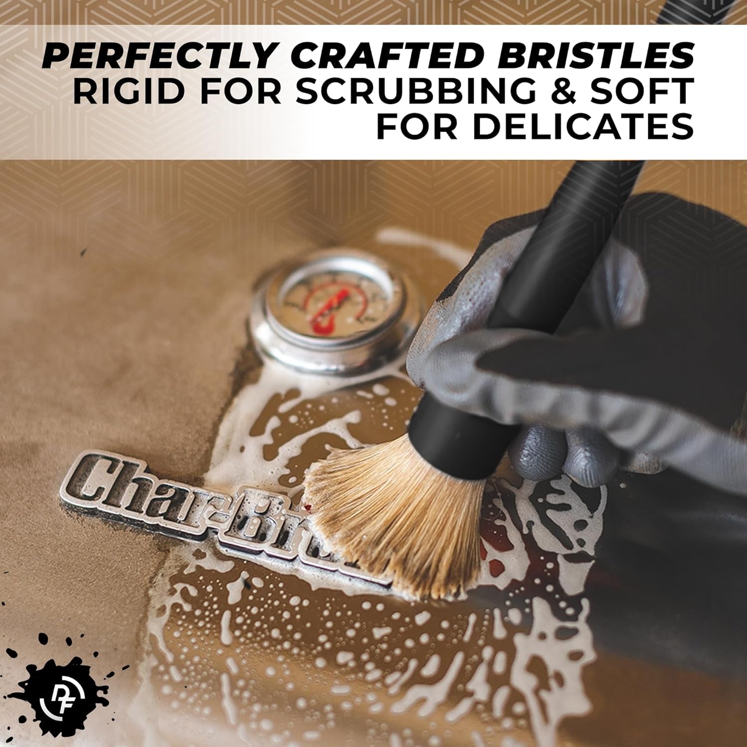 Detail Factory Boar Hair Detailing Brush Set - Ultimate Scrubbing Power for Interior, Exterior, Engine Bay, Wheels & Exhaust Tips with Comfortable Grip