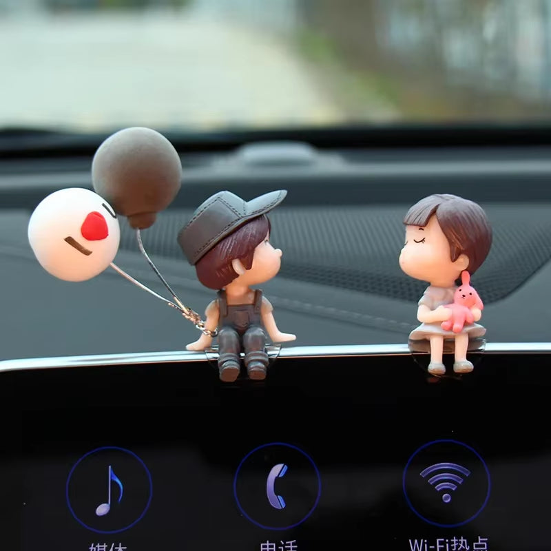Car Accessories: Cartoon Couple Dolls for Cute Display and Balloon Decoration - Ideal Gifts for Men and Women