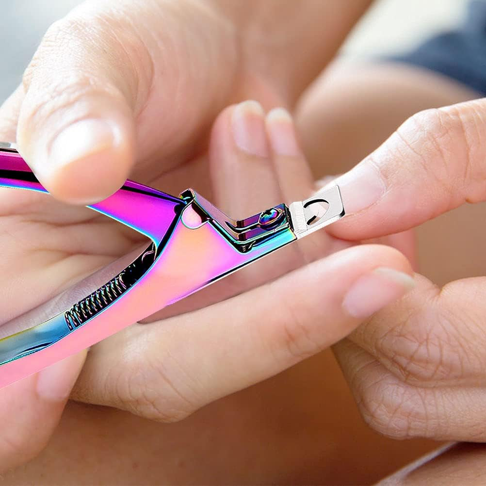 SUMAJU Professional Acrylic False Nail Clippers for Acrylic Nails Nail Tip Cutter Nail Manicure Tool (Rainbow)
