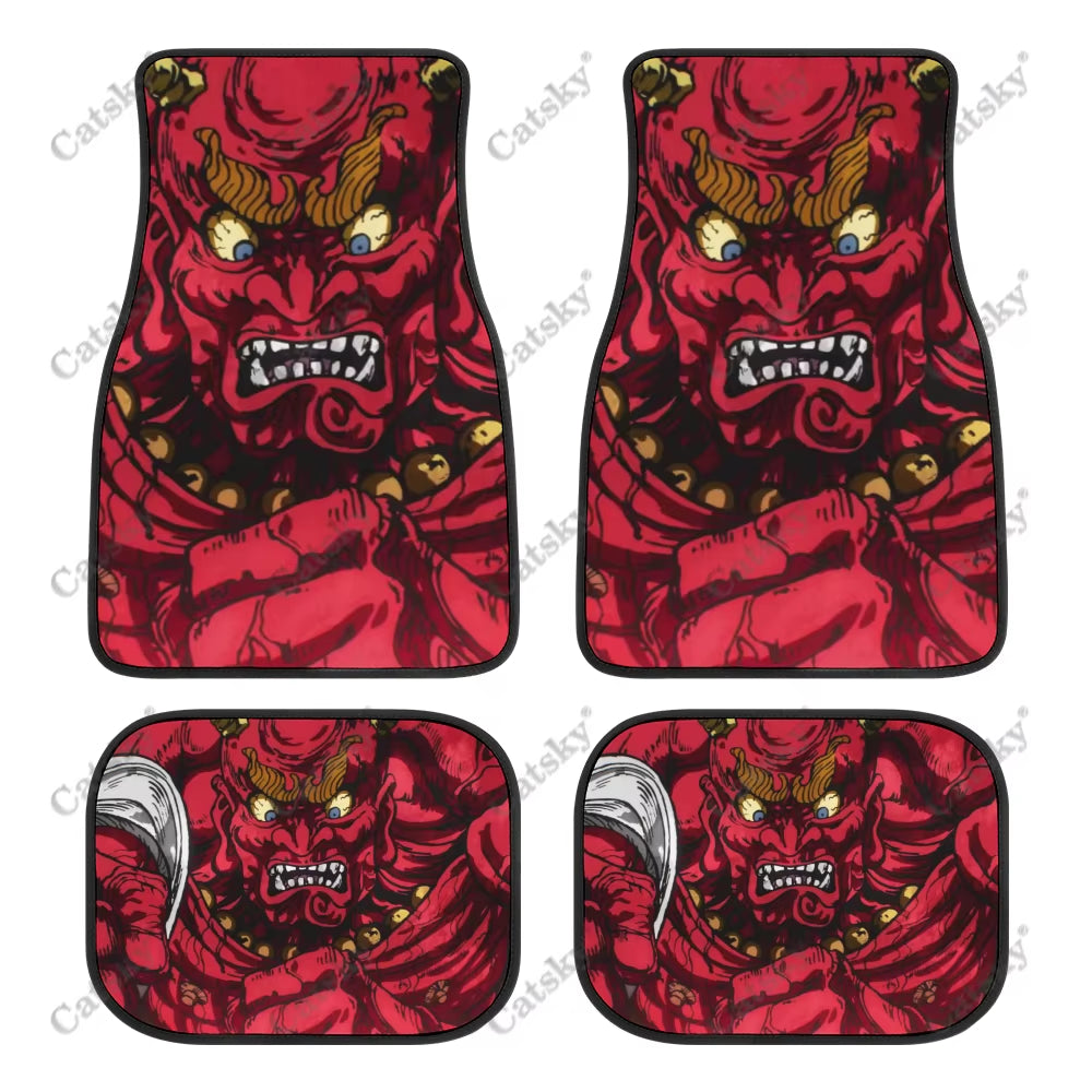 Oni Demon Art Print Car Floor Mat - Japanese Kanji Design for Stylish Teen Car Accessories in Purple