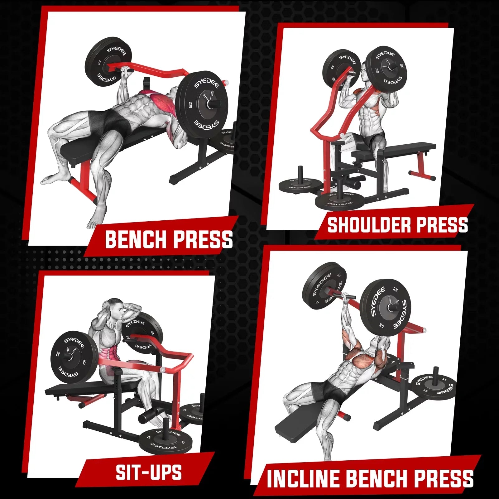 Máquina De Prensa De Pecho, Capacidad De 1250 Lbs Con Brazos Convergentes Independientes, Banco De Fitness Ajustable De Inclinación Plana Para Gimnasio En Casa