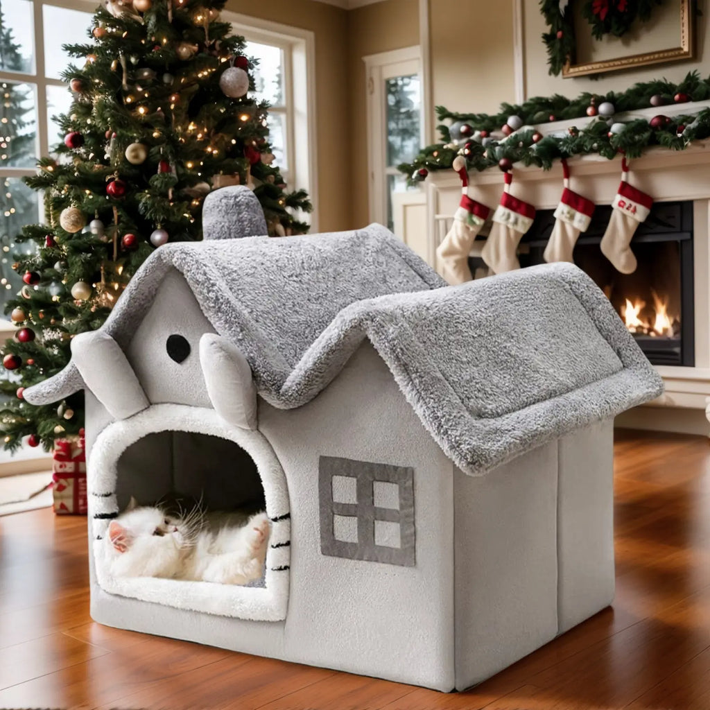 Premium Double Roof Indoor Pet House - Removable and Washable Dog Bed for All Seasons, Ideal for Cats and Dogs