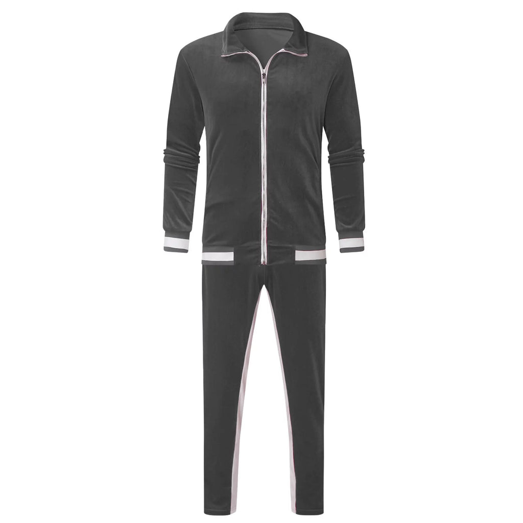 Conjunto Deportivo De Terciopelo Para Hombre, 2023 Conjunto Deportivo De Terciopelo Para Hombre 2 Piezas Invierno Cálido Chaqueta Con Cierre Completo Pantalones De Conjunto Deportivo Ropa Deportiva De Fitness Conjunto De Sudadera Y Jogger