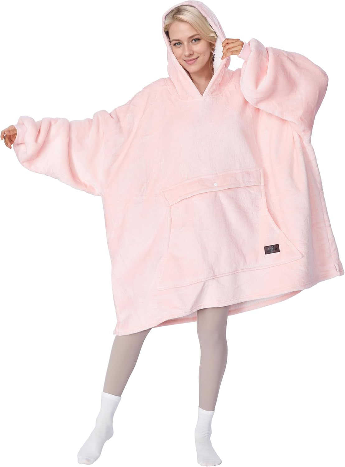 Cozy Up with Tirrinia Extra Long Oversized Sherpa Hoodie Blanket - Perfect Christmas Gift for Men, Women, and Teens in Grey!