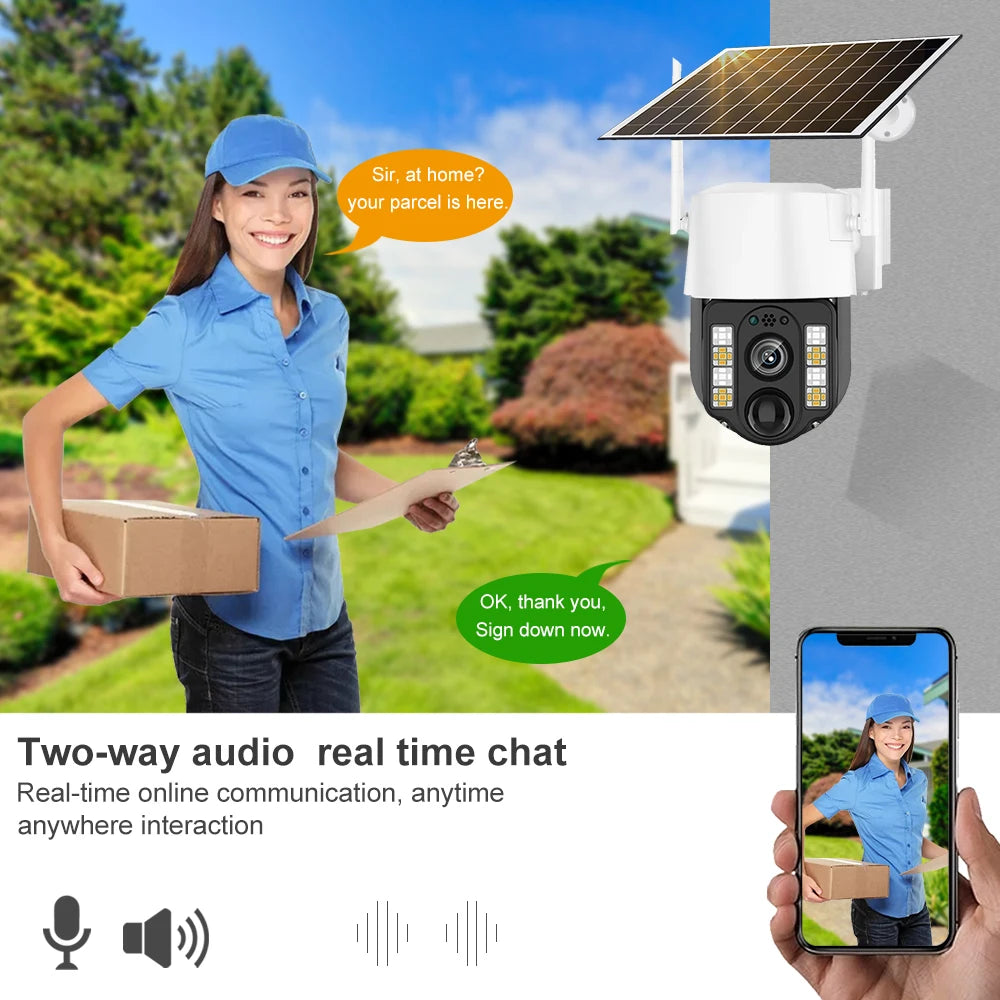 V380 Pro Solar Camera 4G Sim Outdoor PIR Human Detect Wireless Camaras Powered Energy Waterproof CCTV Home Security Protection