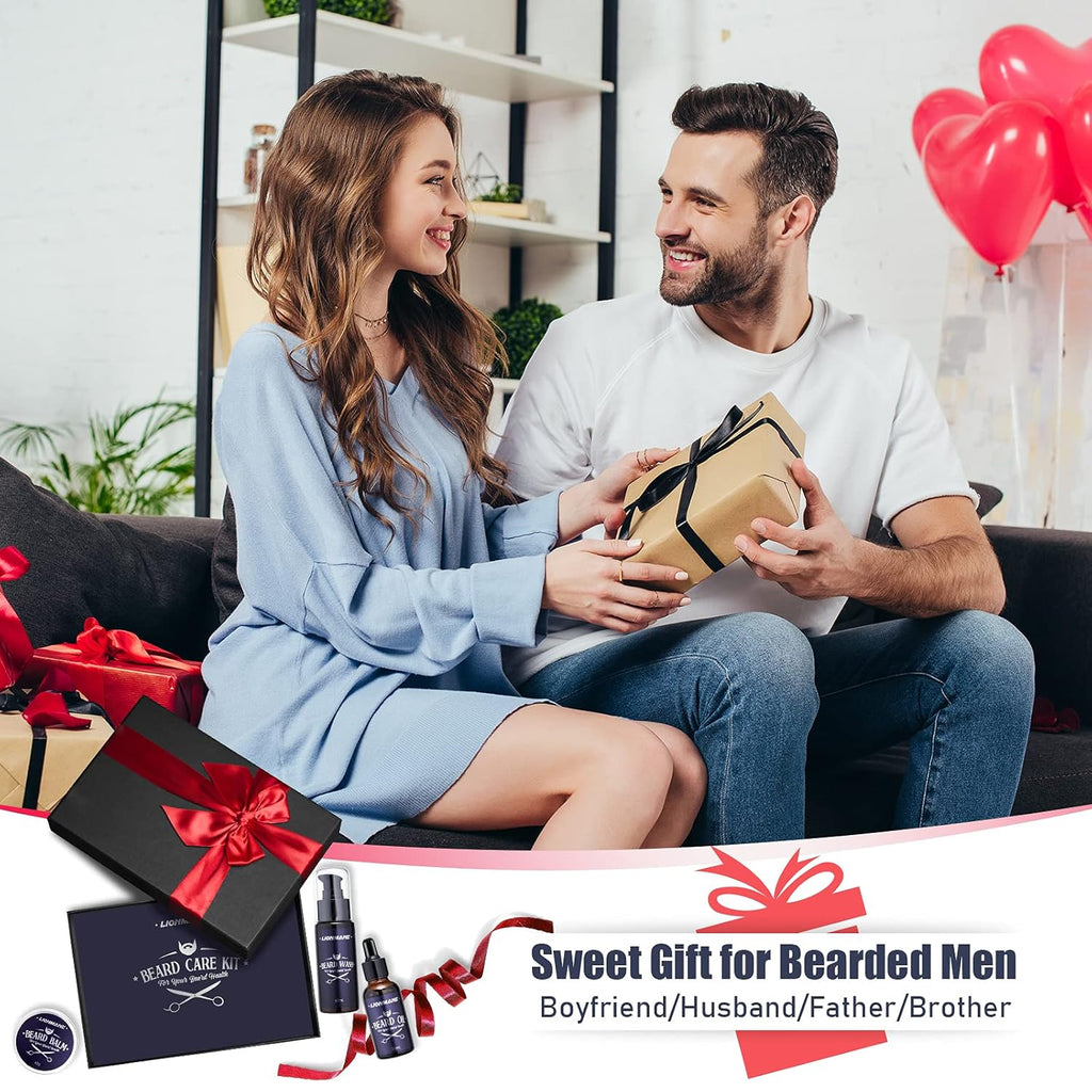 Lionmane Beard Care Gifts Kit for Men, Father’S Day Gifts, Beard Mustache Grooming Kit - Beard Balm, Beard Wash, Beard Oil, Brush, Scissors, Birthday Anniversary Gifts for Husband/Boyfriend/Dad/Him