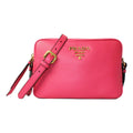 New Prada Peonia Pink Vitello Phenix Leather Double Zip Crossbody 1BH079