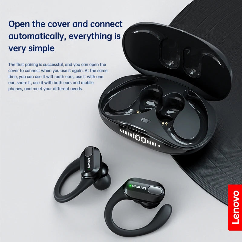 Original Lenovo XT80 Earhooks Sports Bluetooth Wireless Headsets with Mic,Led Power Display,Enc,Hifi Stereo Sound Gaming Headset