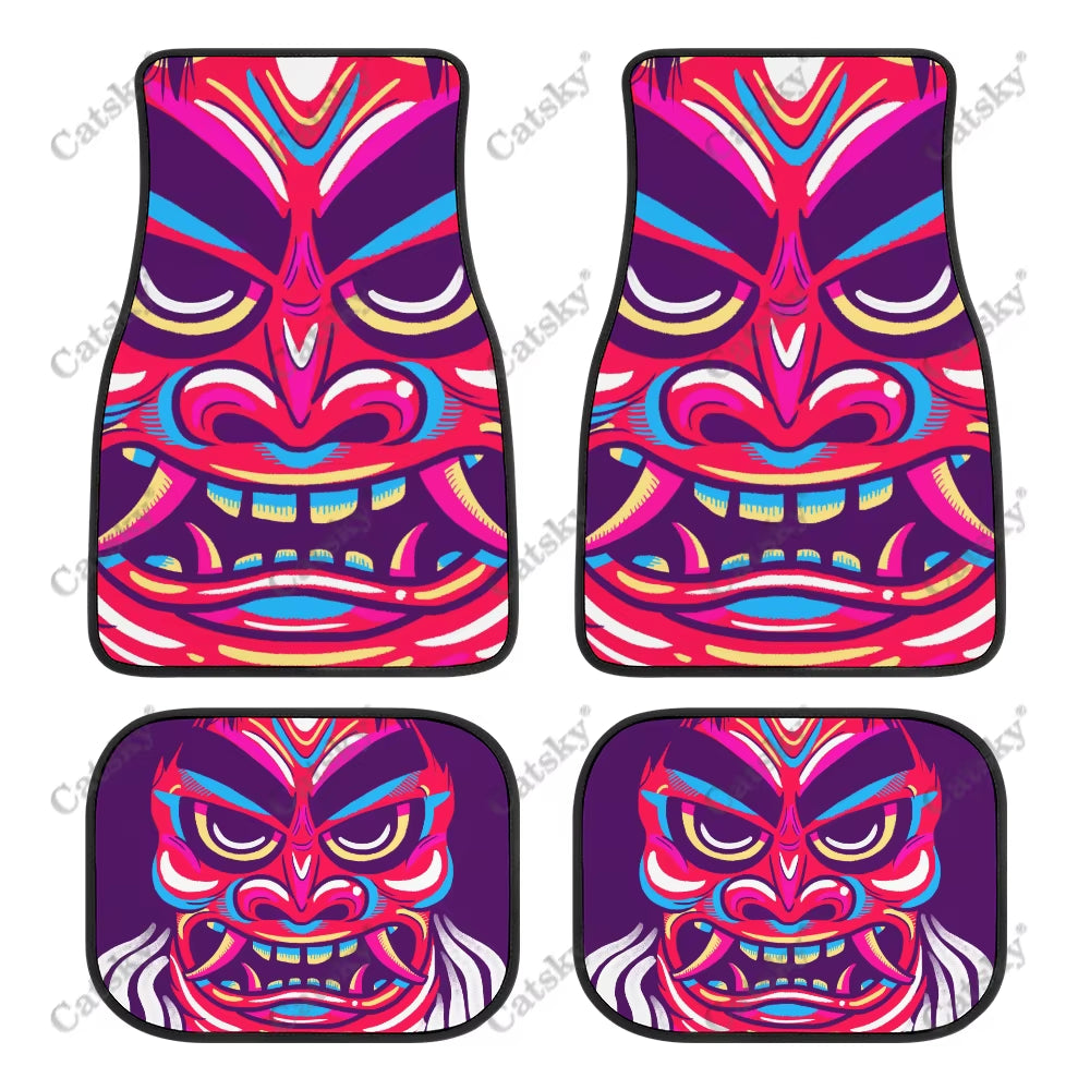 Oni Demon Art Print Car Floor Mat - Japanese Kanji Design for Stylish Teen Car Accessories in Purple
