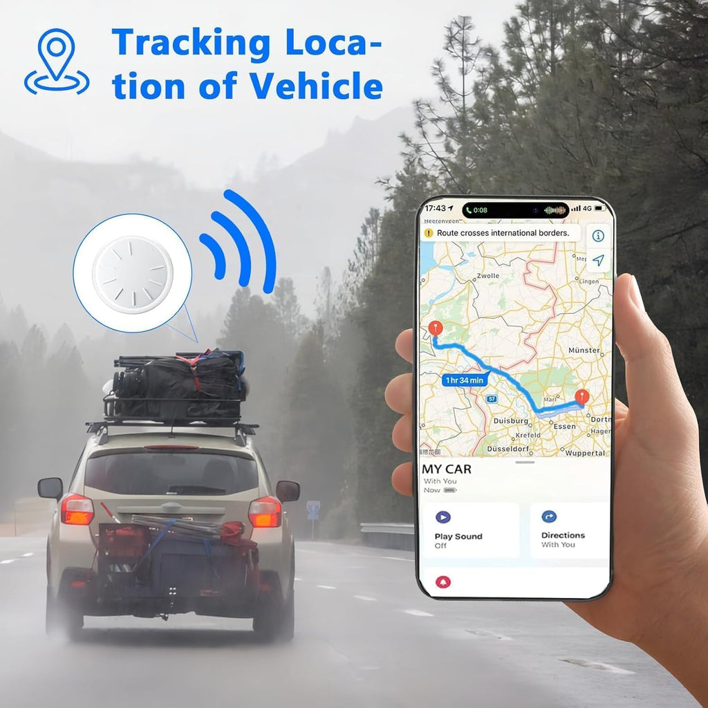 GPS Tracker for Vehicles,Real Time Car Tracker Work with Apple Find My(Ios Only),No Subscription Global Coverage Hidden Car Locator with Magnetic Case-White,1Pcs