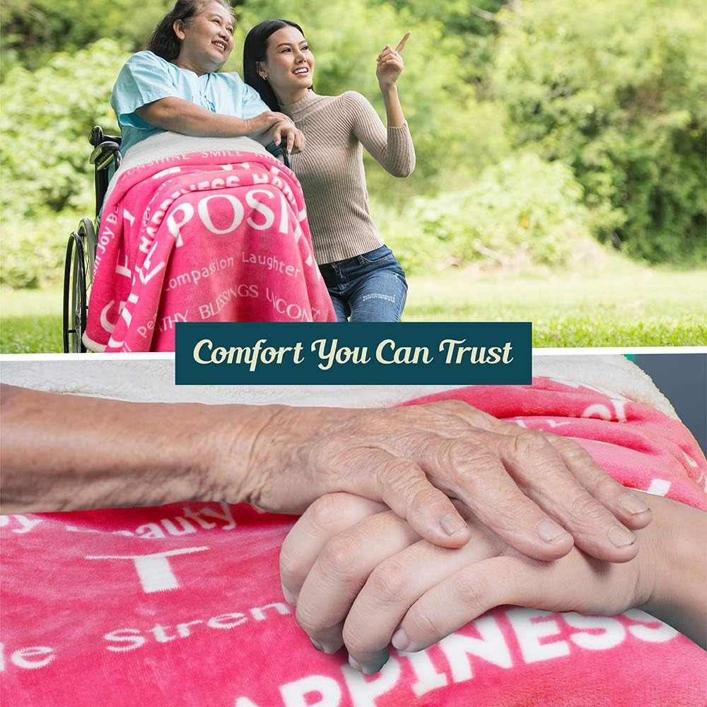 PAVILIA Healing Blanket - Soft Sherpa Throw for Comfort & Care, Perfect Get Well Soon Gift in Pink
