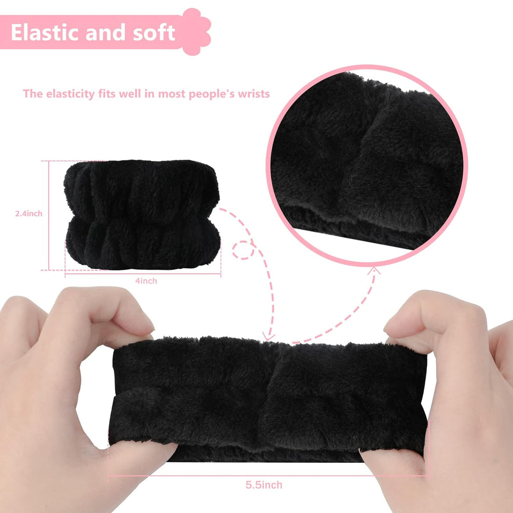 Microfiber Face Washing Wristbands - 2 Pack Stretchy Absorbent Arm Towels for Women & Kids, Perfect for Spa & Daily Skincare Routine