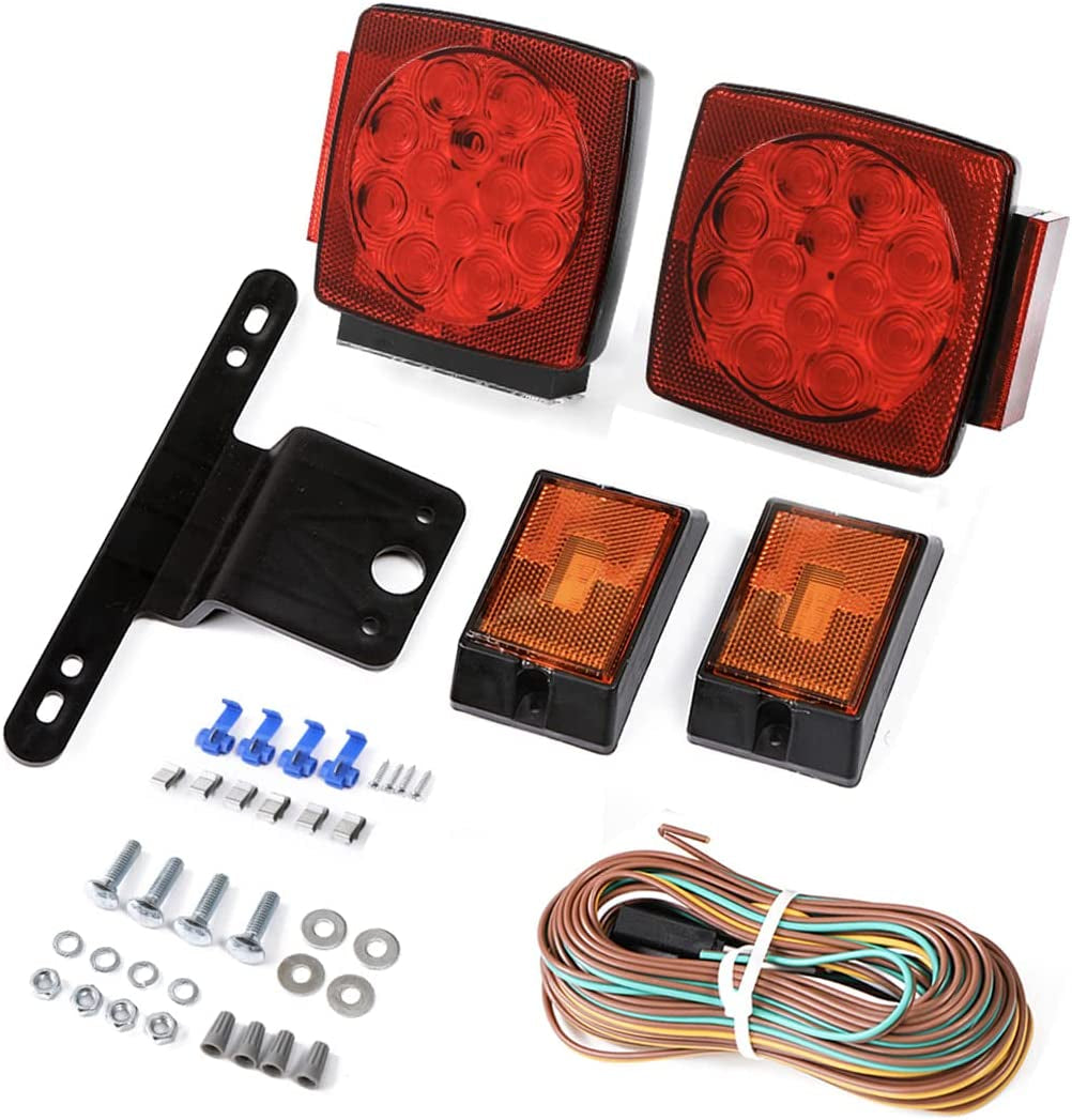CZC AUTO 12V Waterproof Submersible LED Trailer Tail Light Kit for Boats and Utility Trailers Under 80 Inches