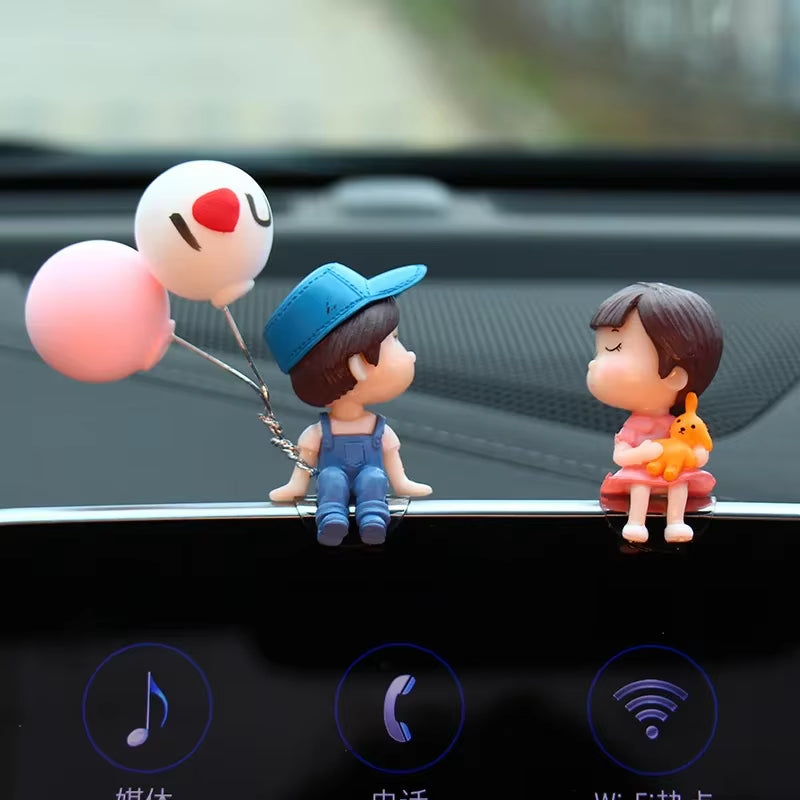 Car Accessories: Cartoon Couple Dolls for Cute Display and Balloon Decoration - Ideal Gifts for Men and Women