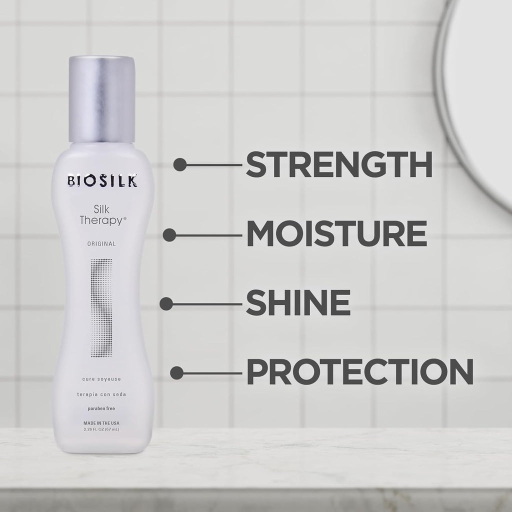 Biosilk Silk Therapy Leave-In Treatment - Reconstructs, Adds Shine, Smooths & Prevents Split Ends - Sulfate-Free, Paraben-Free, Cruelty-Free - 2.26 Oz