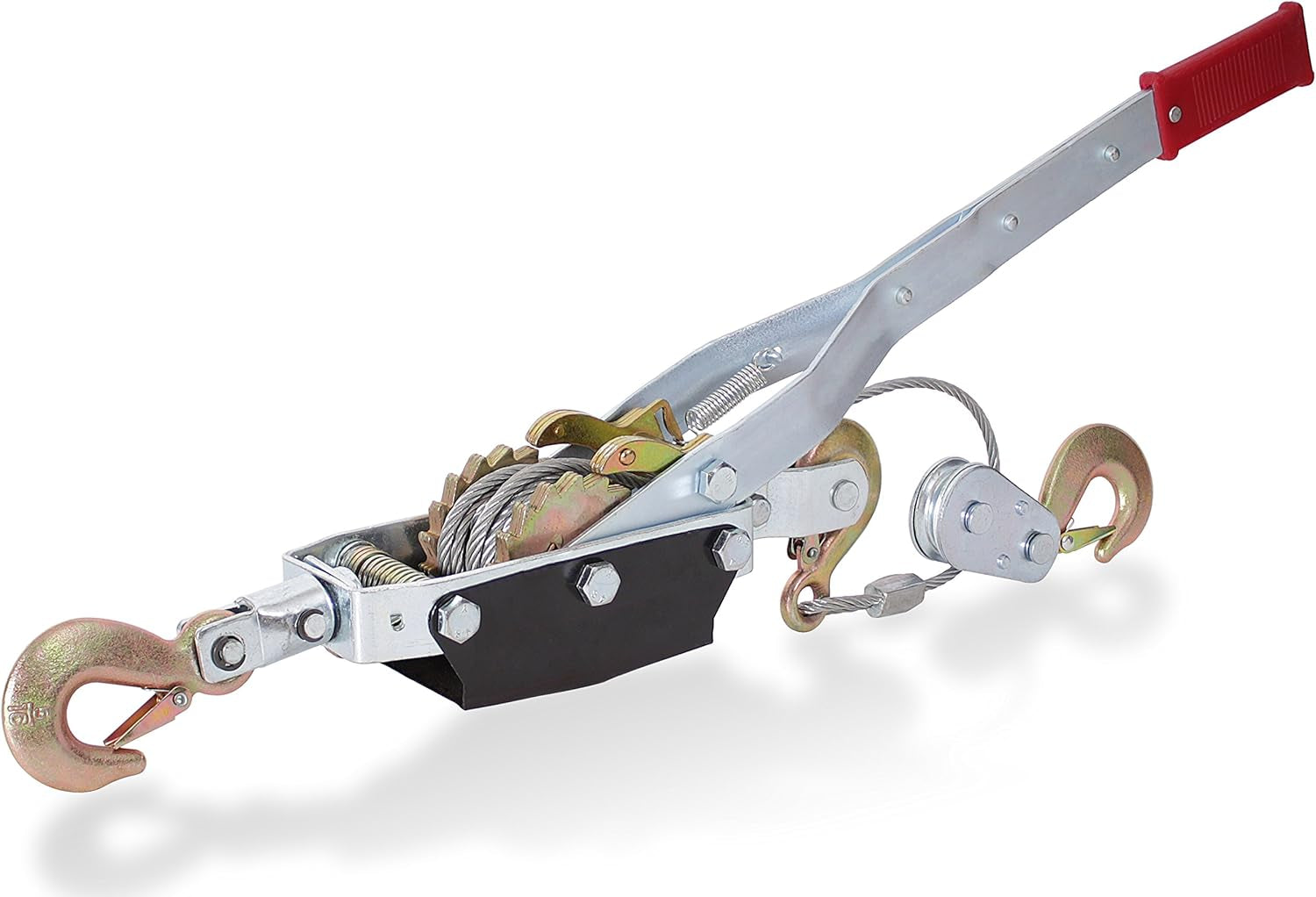 Drixet 4 Ton Come Along Winch - Heavy Duty Power Puller Hand Winch with Cable, Pulley, and Dual Gears Ratchet System for Effortless Pulling (3 Hooks)