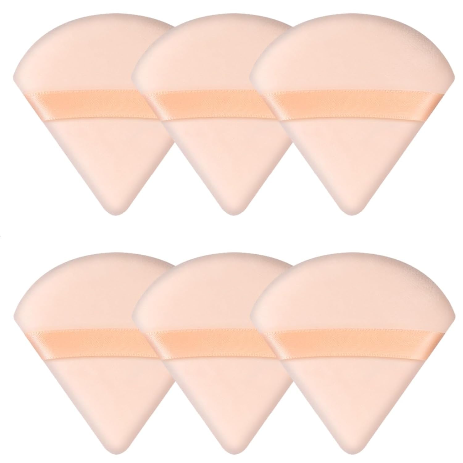 Pimoys 6-Pack Velour Makeup Sponges - Soft Triangle Powder Puffs for Flawless Loose Powder Application (Black)
