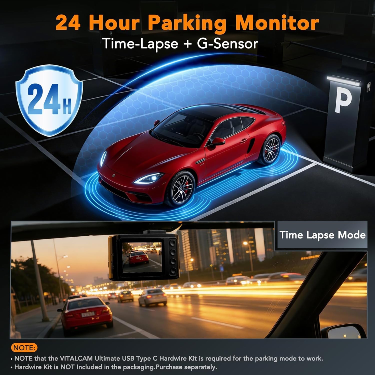 4K Dash Cam Front and Rear, STARVIS 2 Night Vision, Free 64GB Card, 5Ghz Wifi with App, Built-In GPS, Dash Camera for Cars 170° Wide Angle, 3" IPS Screen, Loop Recording, 24H Parking Monitor