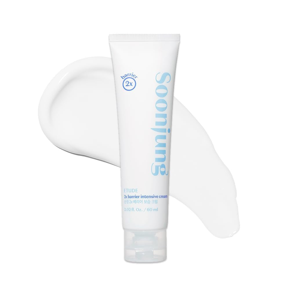 ETUDE Soonjung 2X Intensive Cream for Barrier Repair, Rich Moist, Madecassoside & Panthenol for Soothing, Face Moisturizer for Sensitive Skin, Ph Balanced, Hypoallergenic, Korean Skin Care,2.02 Fl Oz
