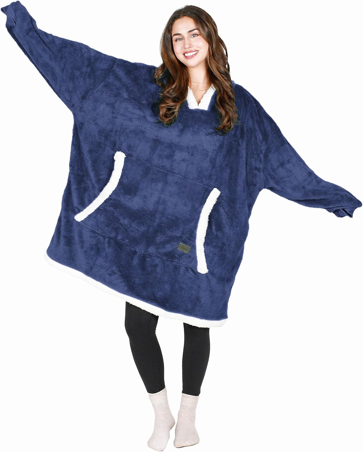 Cozy Up with Tirrinia Extra Long Oversized Sherpa Hoodie Blanket - Perfect Christmas Gift for Men, Women, and Teens in Grey!