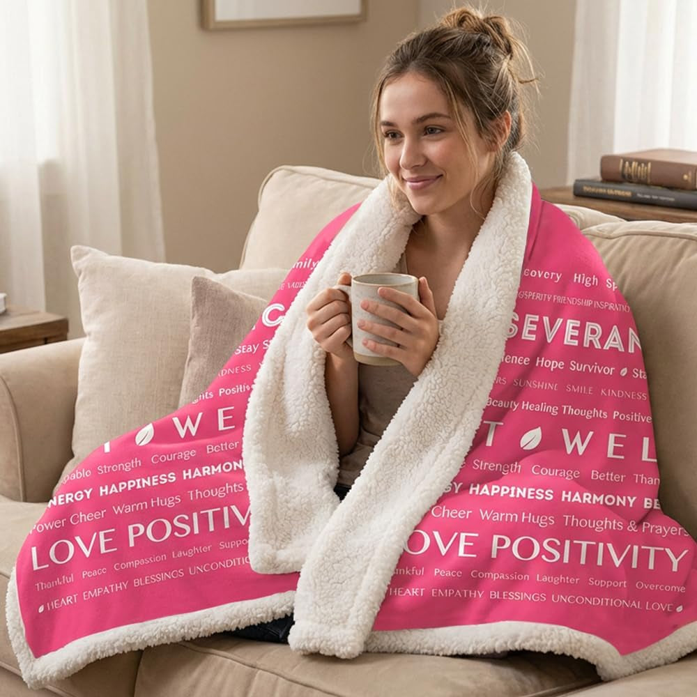 PAVILIA Healing Blanket - Soft Sherpa Throw for Comfort & Care, Perfect Get Well Soon Gift in Pink